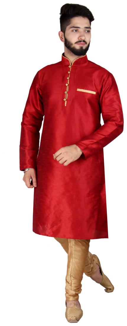 

SG LEMAN Kurta Pyjama set for Men - Maroon Beige