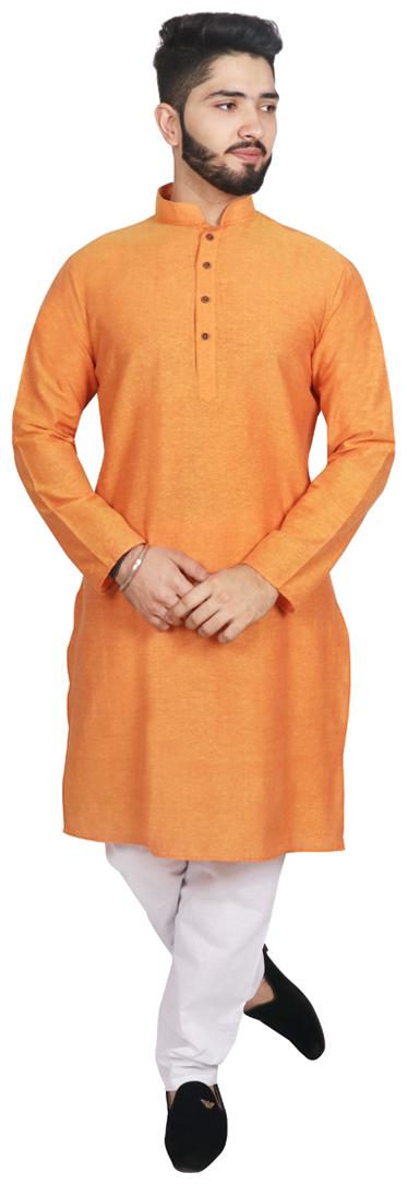 

SG LEMAN Kurta Pyjama set for Men - Orange White