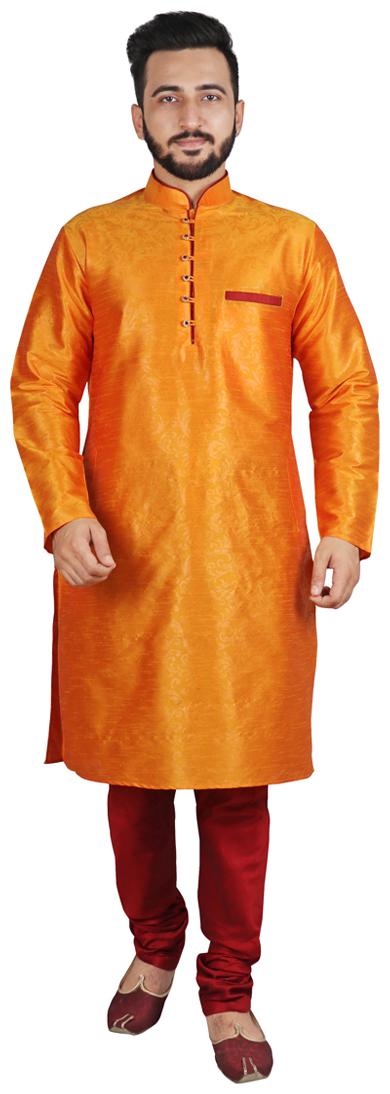 

SG Leman Kurta Pyjama Set For Men - Yellow Red