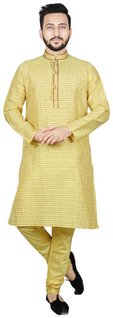 

SG LEMAN Kurta Pyjama For Men Yellow color