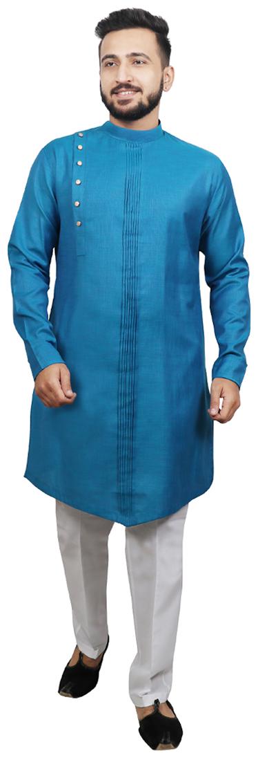 

SG LEMAN Blue Solid Kurta and Pyjamas