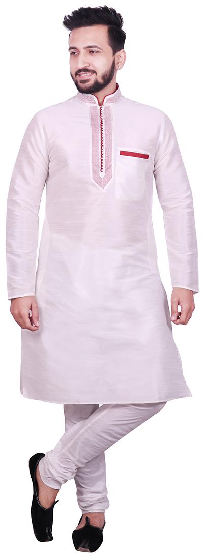 

SG LEMAN White Solid Kurta and Pyjamas