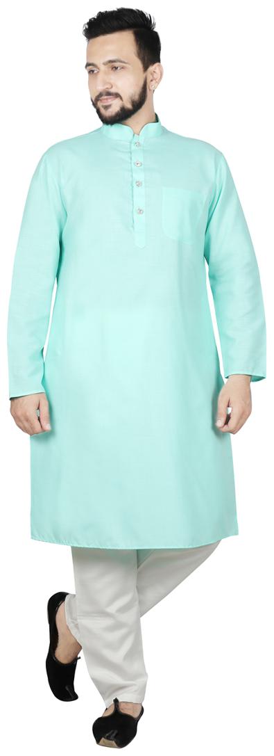 

SG LEMAN Kurta Pyjama For Men Green and White color