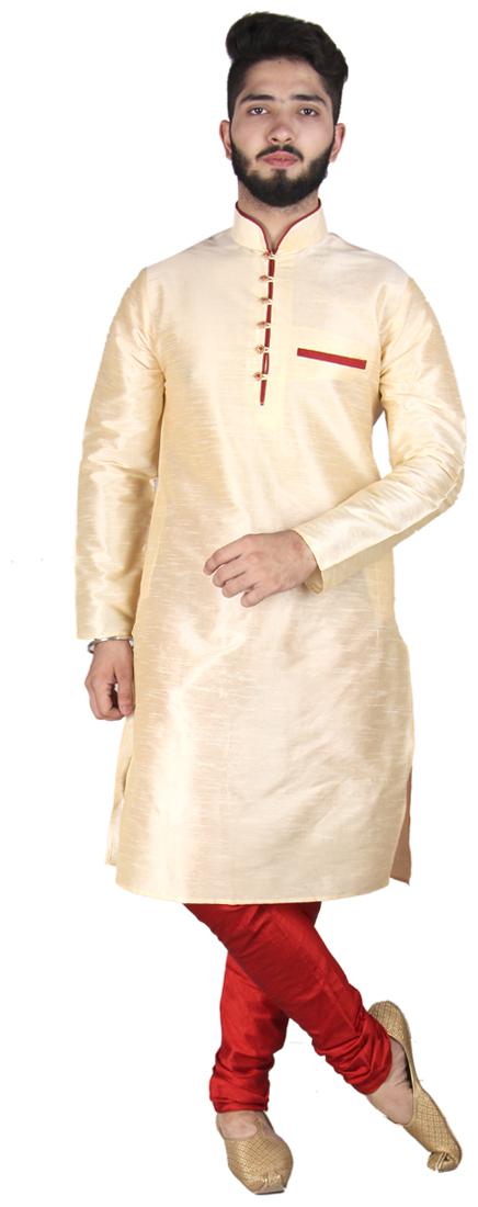 

SG LEMAN Kurta Pyjama set for Men - Gold Red