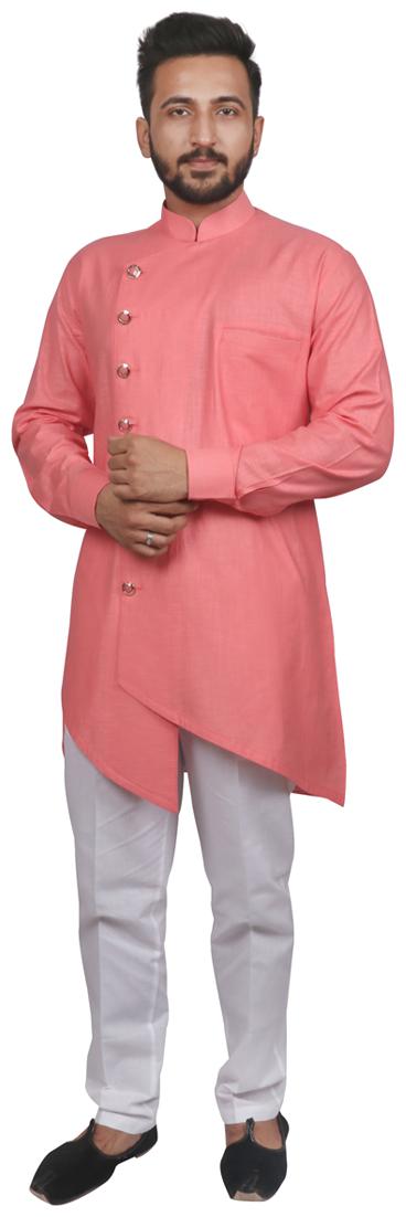 

SG LEMAN Kurta pyjama set For Men Pink White