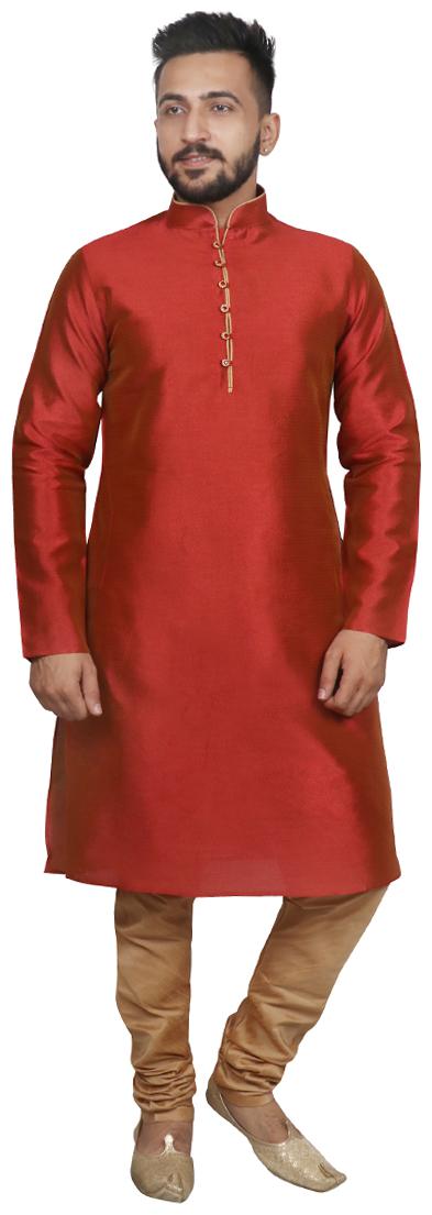 

Sg Leman Kurta Payjma Set For Men - Maroon Beige
