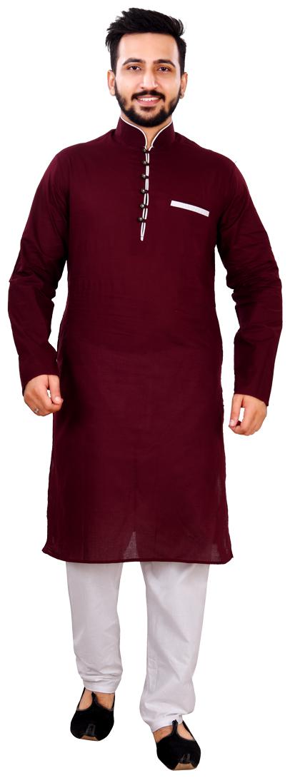

SG LEMAN Kurta Pyjama set for Men Maroon