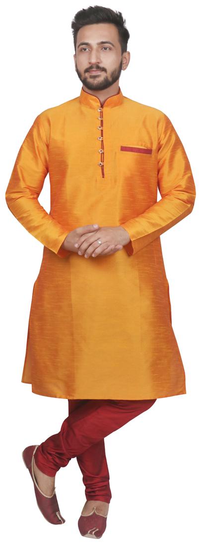 

SG LEMAN Kurta pyjama set For Men Orange Maroon