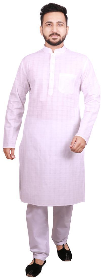

SG LEMAN White Checked Kurta and Pyjamas