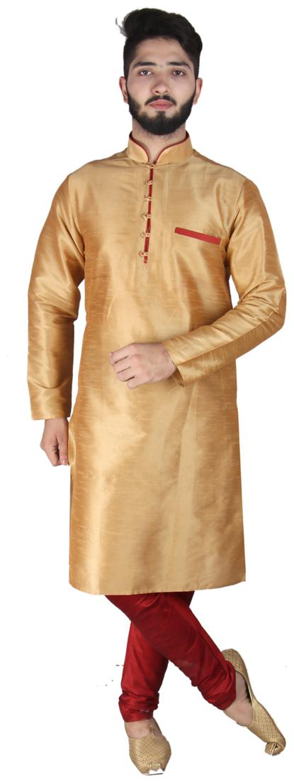 

SG LEMAN Kurta Pyjama set for Men - Beige Red