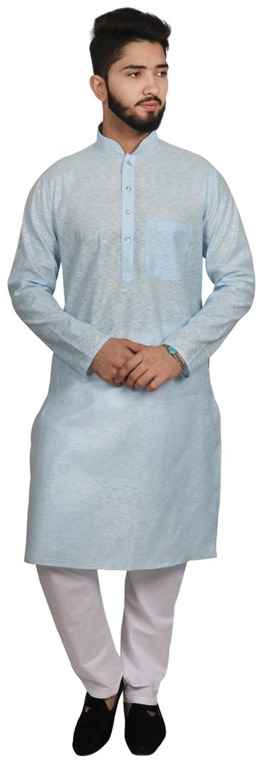 

SG LEMAN Kurta Pyjama set for Men - Turquoise White