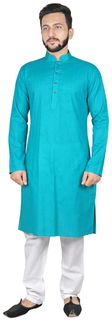 

SG LEMAN Kurta Pyjama Set For Men Turquoise and White color