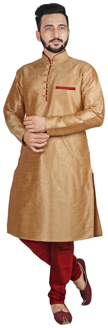

SG Leman Kurta Pyjama Set For Men - Gold Red