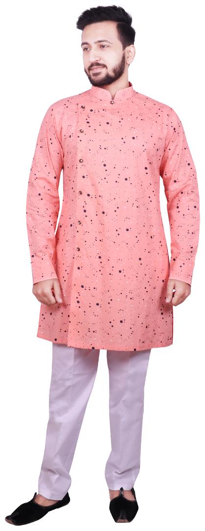 

SG LEMAN Peach Printed Kurta and Trousers
