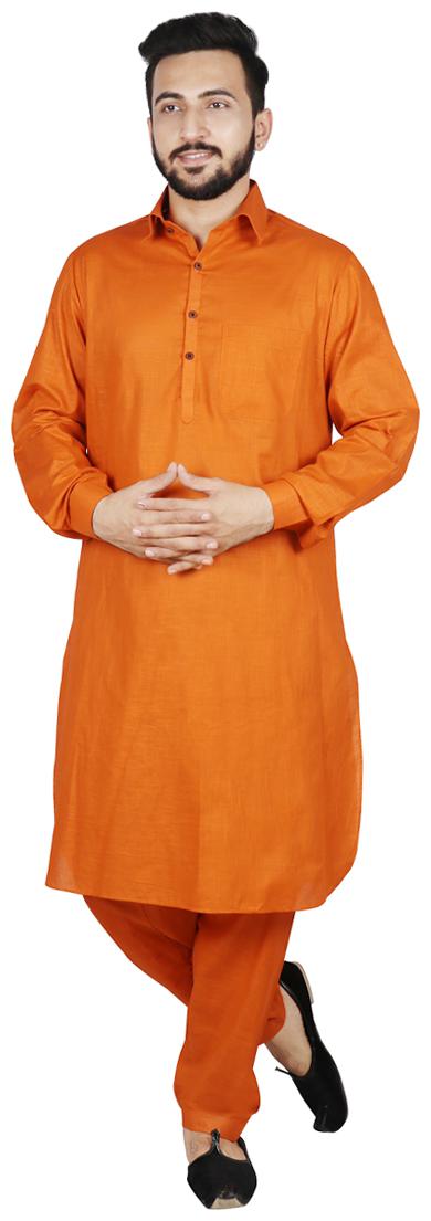 

SG LEMAN Kurta Pyjama Set For Men - Orange