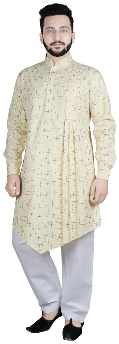 

SG Leman Kurta Pyjama Set For Men - Yellow White