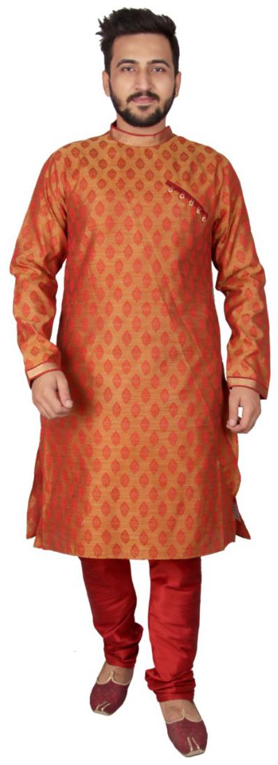 

SG LEMAN Kurta Pyjama set for Men Orange