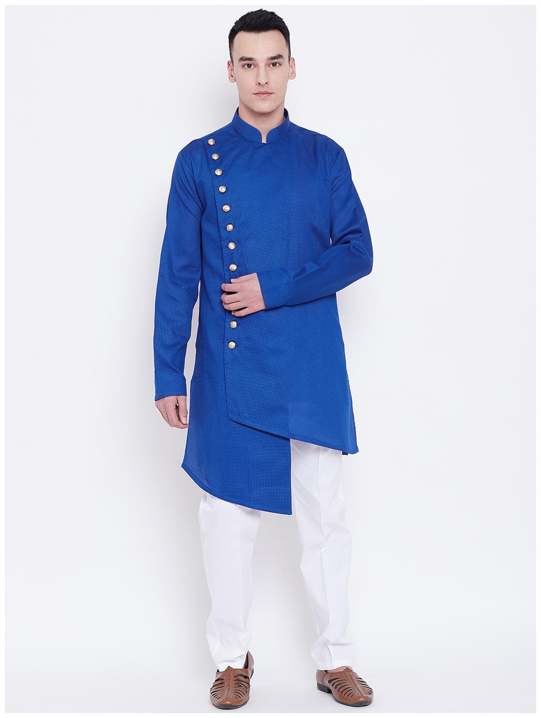 

SG LEMAN Blue Solid Kurta and Pyjamas