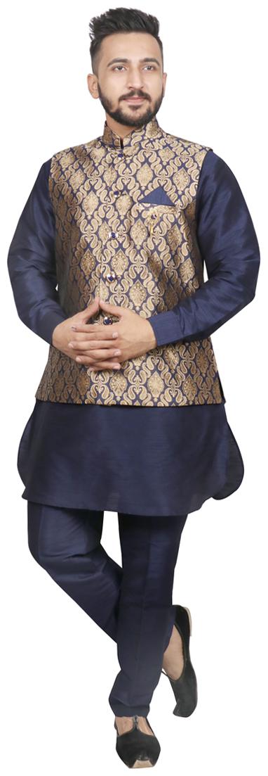 

Sg Leman Kurta Pyjama Set For Men - Blue Beige