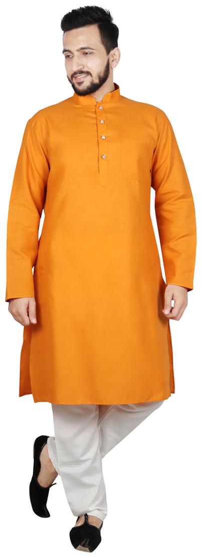 

SG LEMAN Kurta Pyjama For Men Yellow and White color