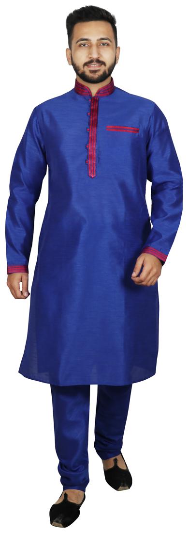 

SG LEMAN Blue Solid Kurta and Pyjamas