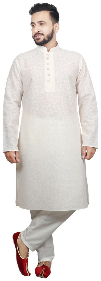 

SG LEMAN Luppi Kurta with Pyjamas For Men Cream
