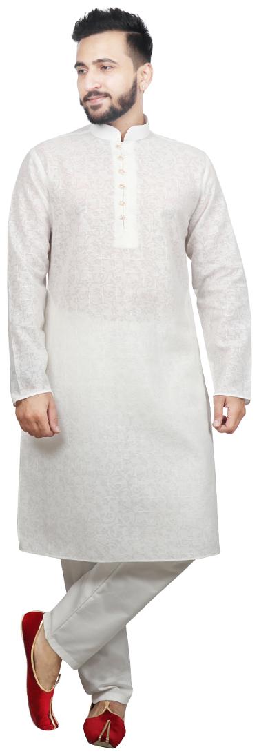 

SG LEMAN Luppi Kurta with Pyjamas For Men Cream