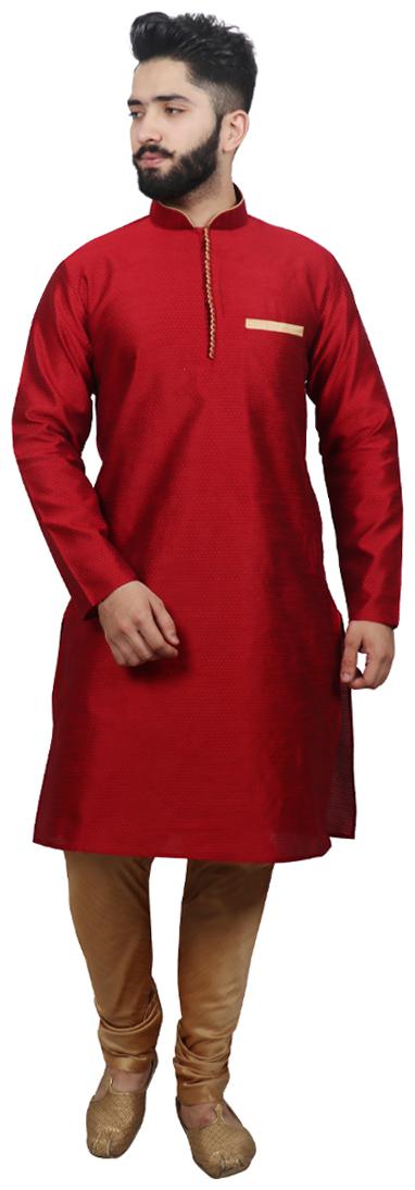 

SG LEMAN Luppi Kurta with Pyjamas For Men Maroon