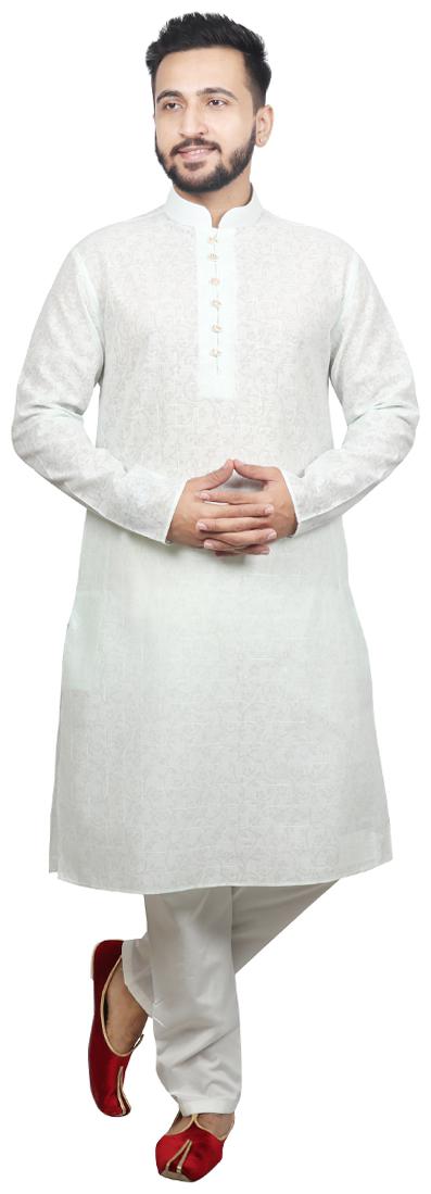 

SG LEMAN Luppi Kurta with Pyjamas For Men White