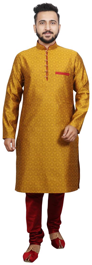 

SG LEMAN Yellow Printed Kurta and Pyjamas