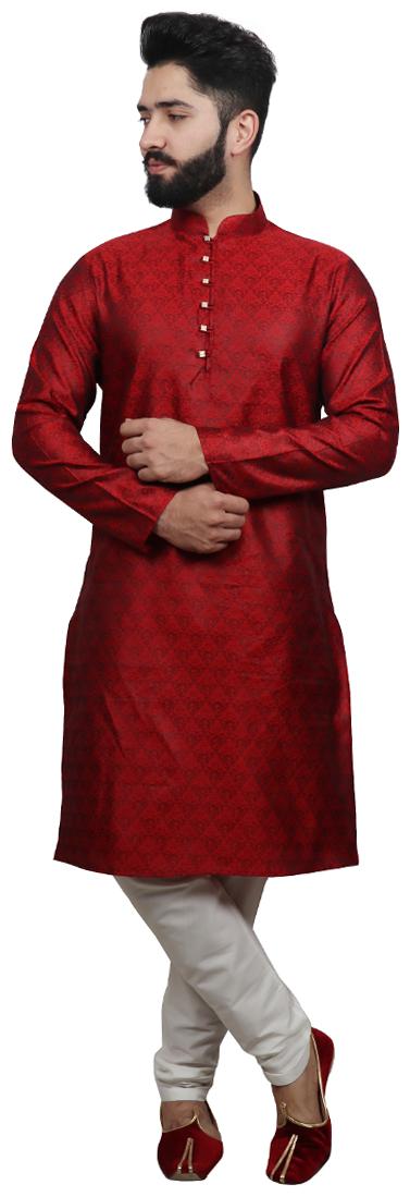 

SG LEMAN Luppi Kurta with Pyjamas For Men - Maroon