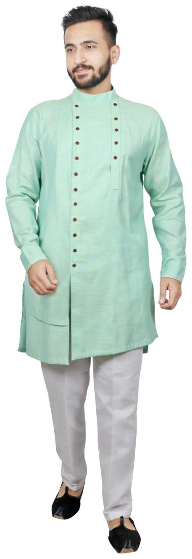 

SG LEMAN Men Dupion Kurta Pyjama -Green