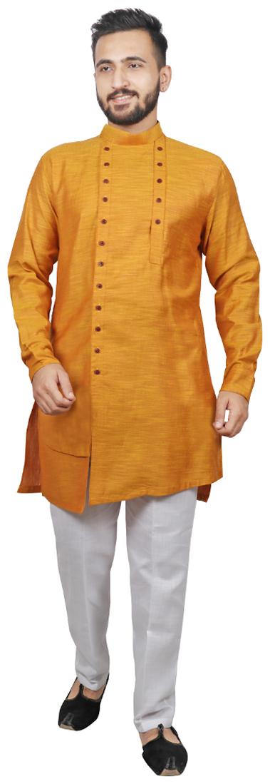 

SG LEMAN Men Dupion Kurta Pyjama -Yellow