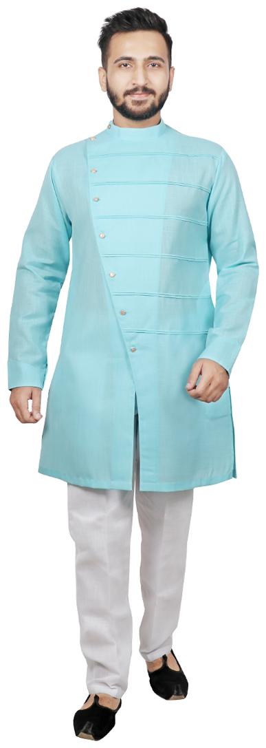 

SG LEMAN Men Dupion Kurta Pyjama -Turquoise