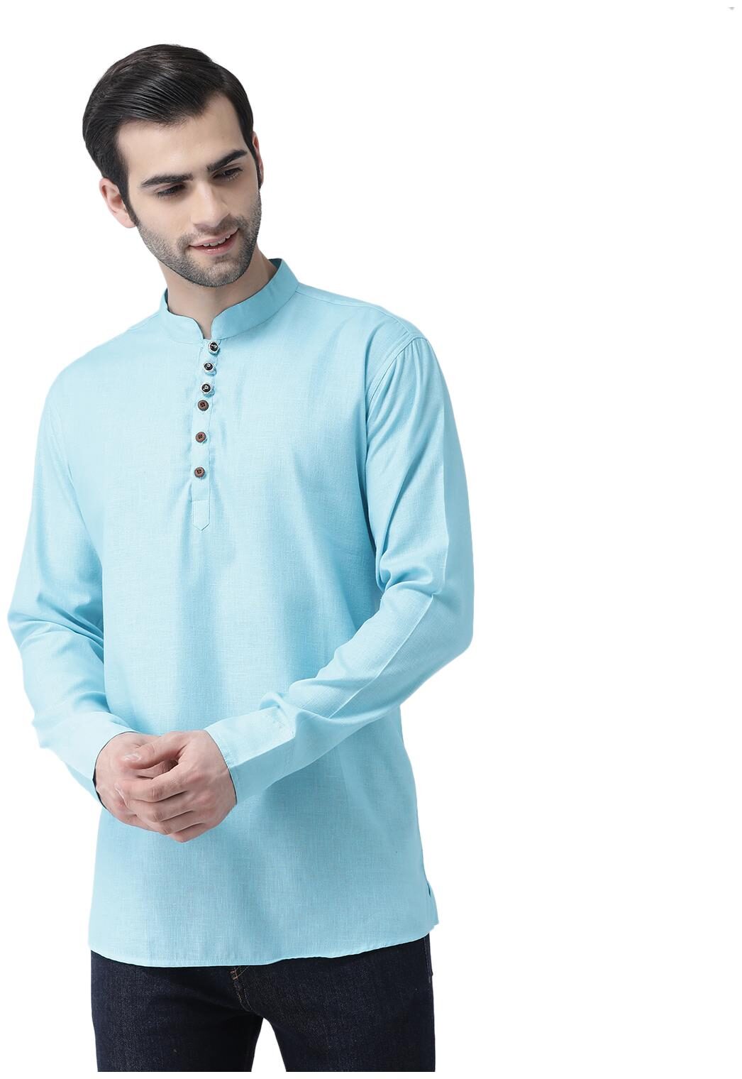 

SG LEMAN Men Turquoise Regular Fit Kurta