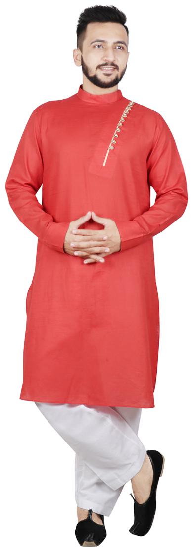 

SG LEMAN Men Dupion Kurta Pyjama -Red