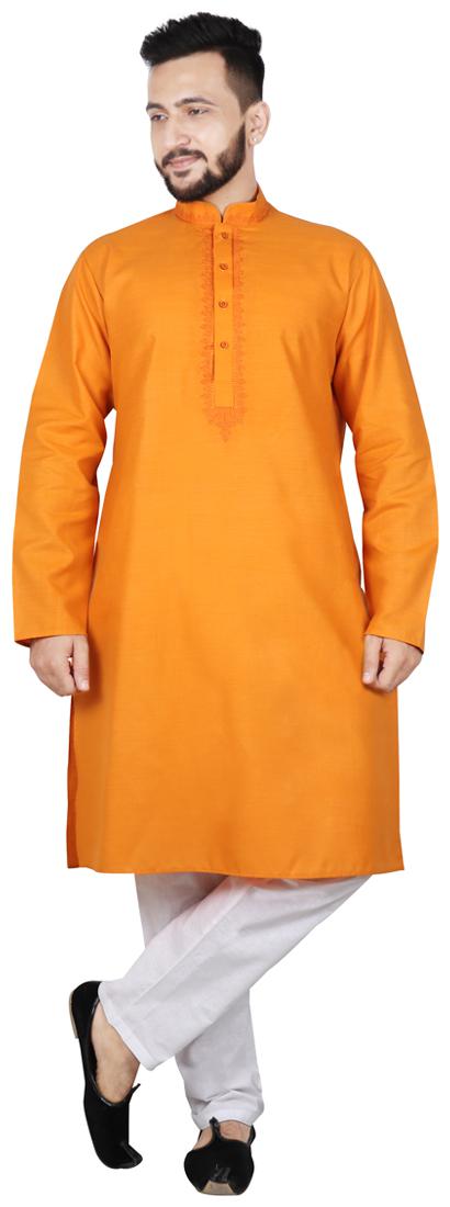 

SG LEMAN Men Dupion Kurta Pyjama -Yellow