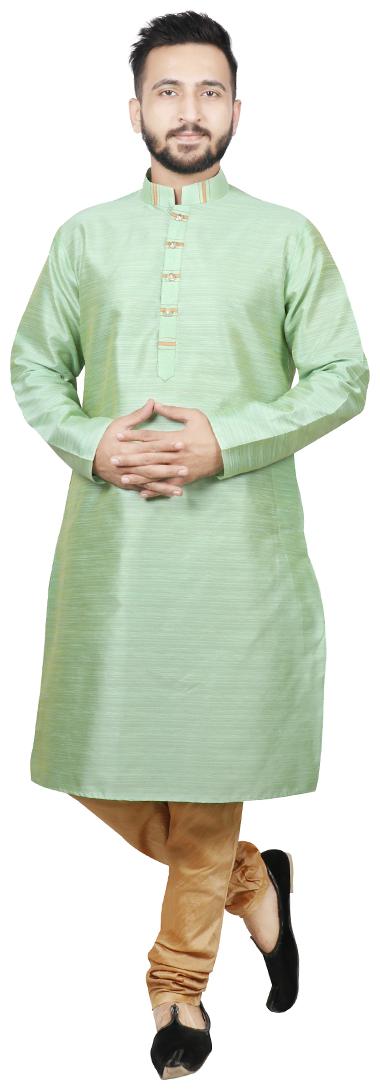 

SG LEMAN Men Dupion Kurta Pyjama -Green