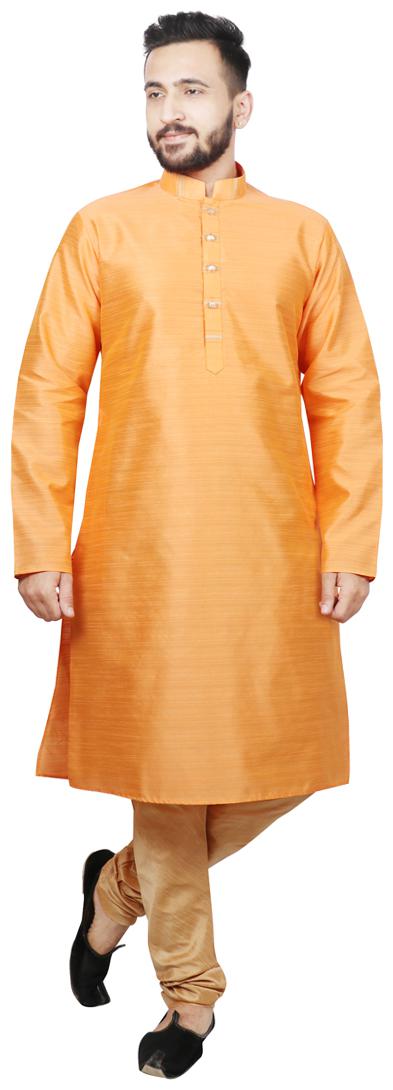 

SG LEMAN Men Dupion Kurta Pyjama -Orange