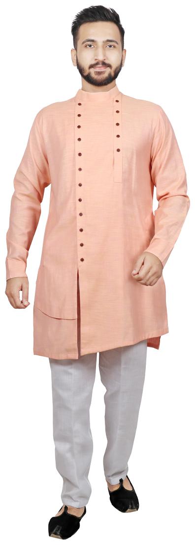 

SG LEMAN Men Dupion Kurta Pyjama -Pink