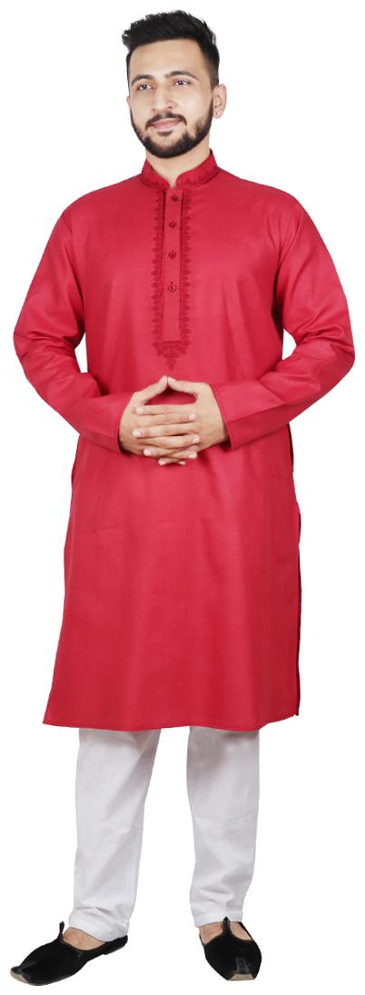 

SG LEMAN Men Dupion Kurta Pyjama -Maroon