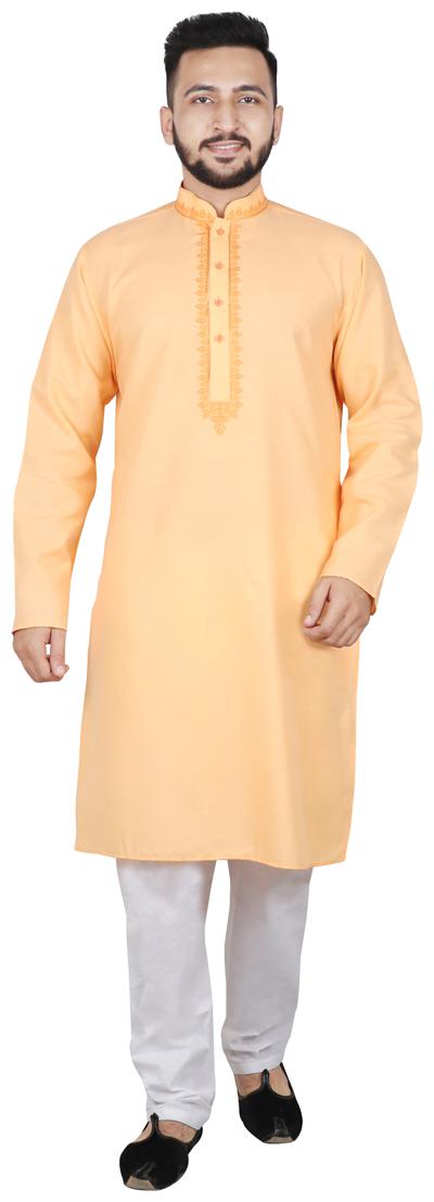 

SG LEMAN Men Dupion Kurta Pyjama -Orange