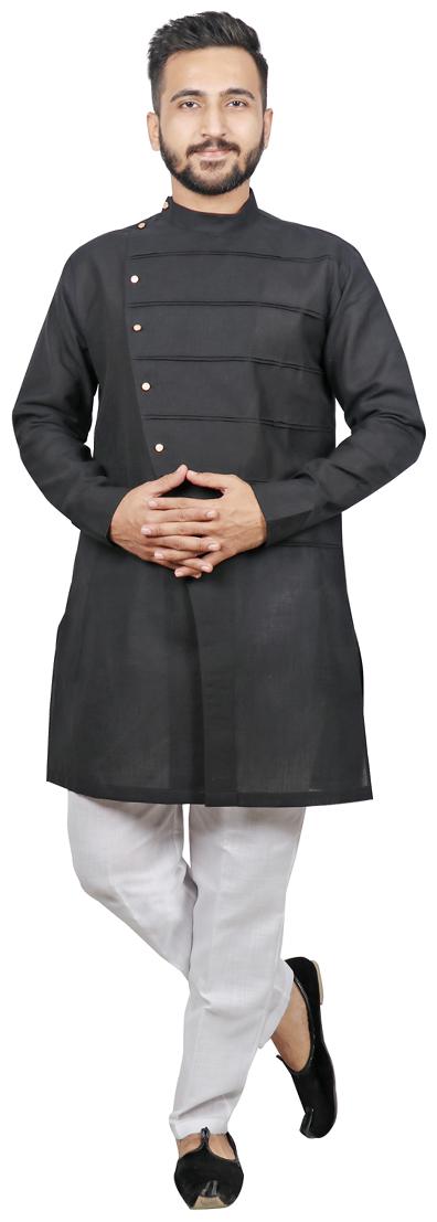 

SG LEMAN Men Dupion Kurta Pyjama -Black