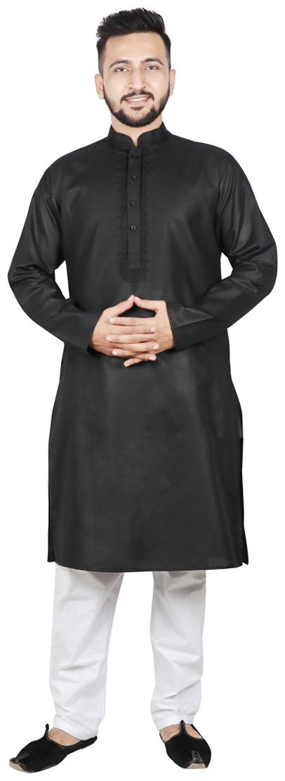 

SG LEMAN Men Dupion Kurta Pyjama -Black