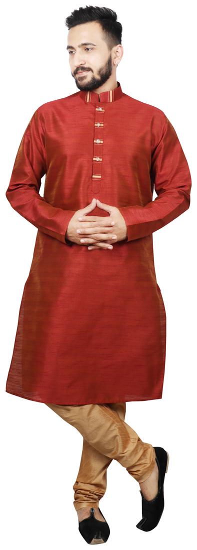 

SG LEMAN Men Dupion Kurta Pyjama -Maroon