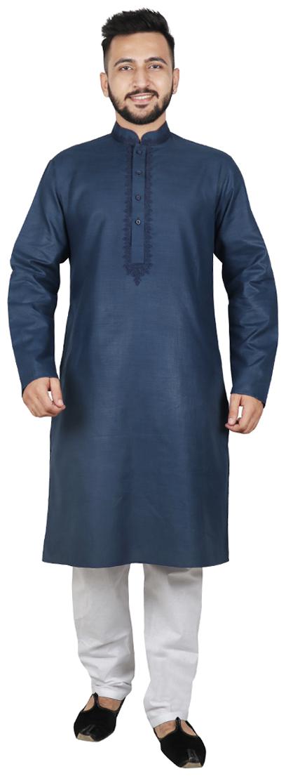 

SG LEMAN Men Dupion Kurta Pyjama -Blue