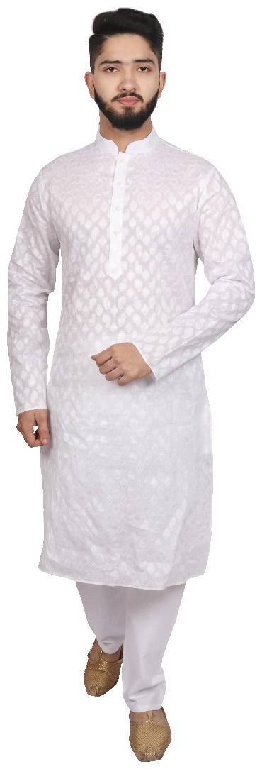 

SG LEMAN Off White Kurta Pyjama Set For Men