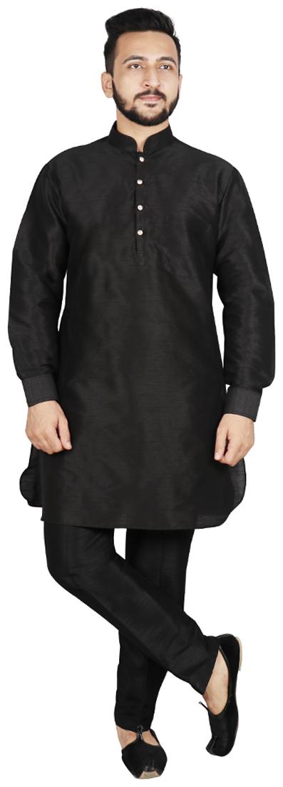

SG LEMAN Pathani Kurta with Pyjama Set For Men Black