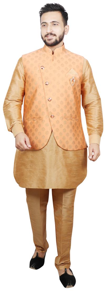 

SG LEMAN Pathani kurta Pent with Jacket For Men - Green