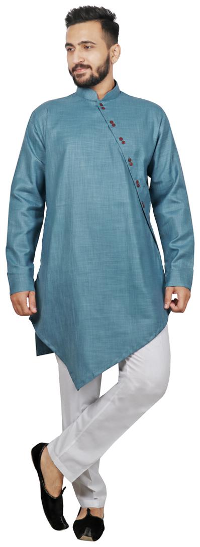 

SG LEMAN Pathani Kurta with Pant For Men - Turquoise